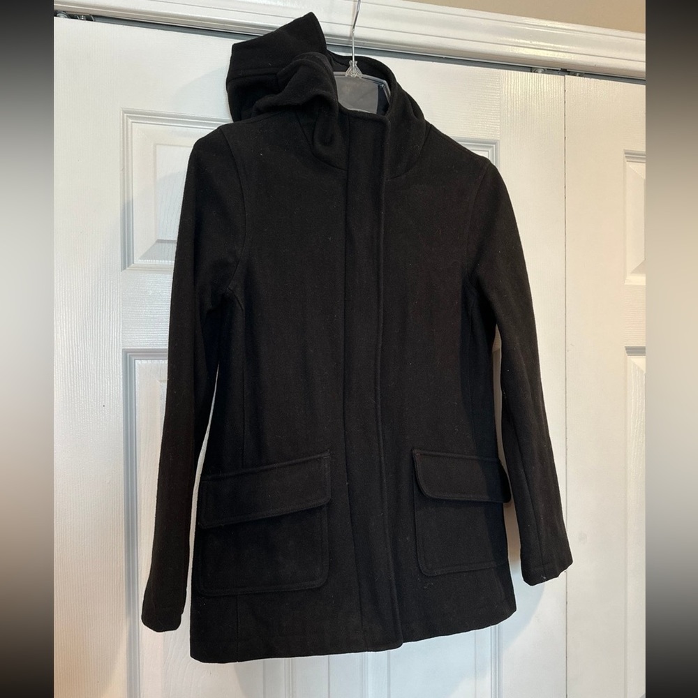 Old Navy black hooded wool blend Coat womens